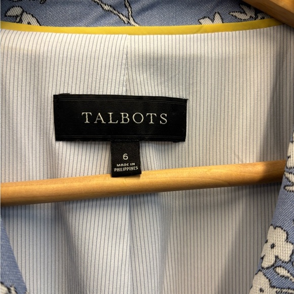 NWOT Talbots size 6 blazer Floral jacquard Jacket Blue White - Picture 5 of 14